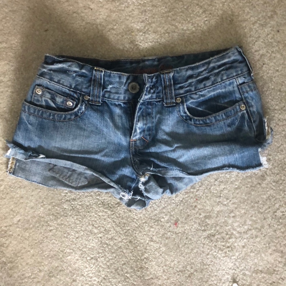Medium wash denim shorts